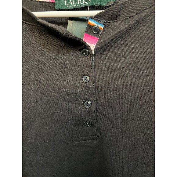 Lauren Ralph Lauren Black Henley Long Sleeve Shirt Womens M Cotton Blend - Picture 3 of 11